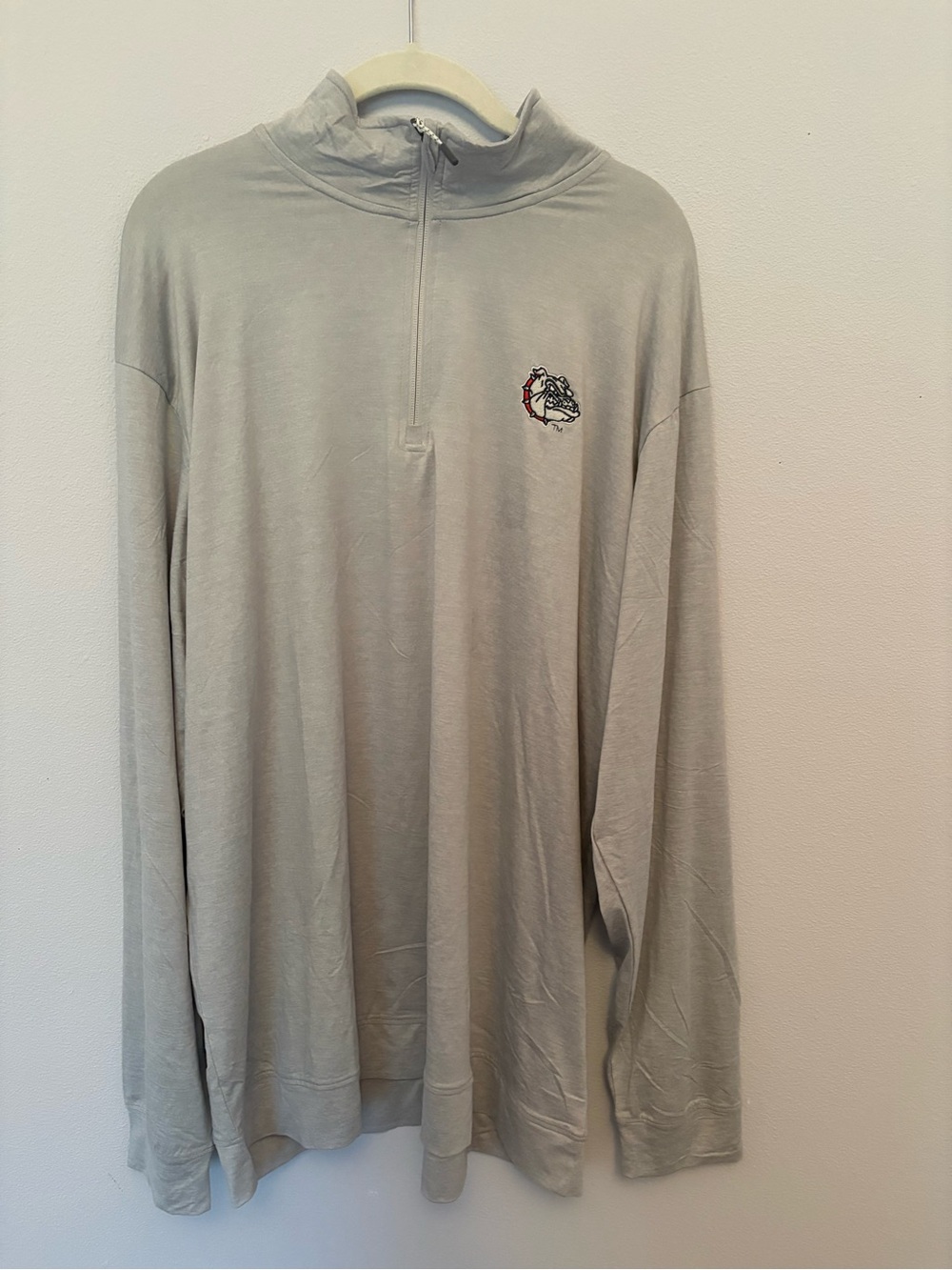 Light Gray Half-Zip Long Sleeve Shirt - Gonzaga Bulldogs